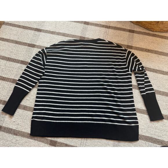 Nordstrom Halogen 100% Cashmere Sweater Women’s Medium Stripe Oversized Black - Picture 7 of 7